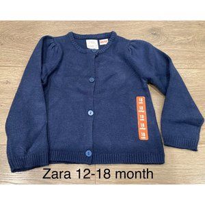 NWOT Zara baby girls 12-18 month navy cardigan sweater